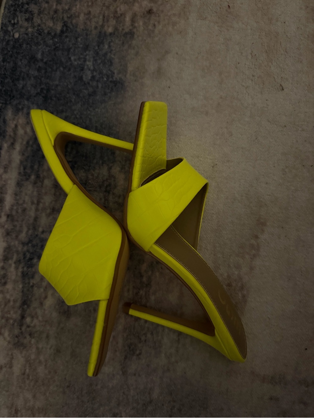 EGO Yellow Croc-Embossed Slide Heel Sandal